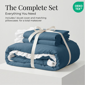 Juego de <span class=keywords><strong>Funda</strong></span> Nórdica Premium con Volantes Franceses, OEKO-TEX, Color Sólido, Juego de Ropa de Cama con Borde con Volantes, 3 Piezas - Product Image 2