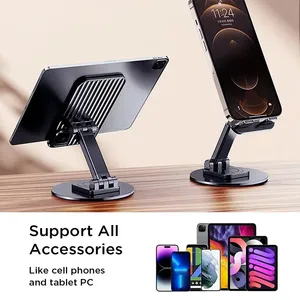 Support Stand Phone Stand Alloy Metal 360 Rotating Aluminum 2024 Hot Selling Adjustable Folding Desk Phone Holder Holding 50 Pcs