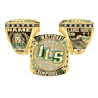 Anillo de Aleación Personalizado para Ganadores, con Emblema del Equipo Grabado, Número de Serie del Atleta, Incrustaciones de Diamantes de Imitación, Joyería Deportiva para Torneos