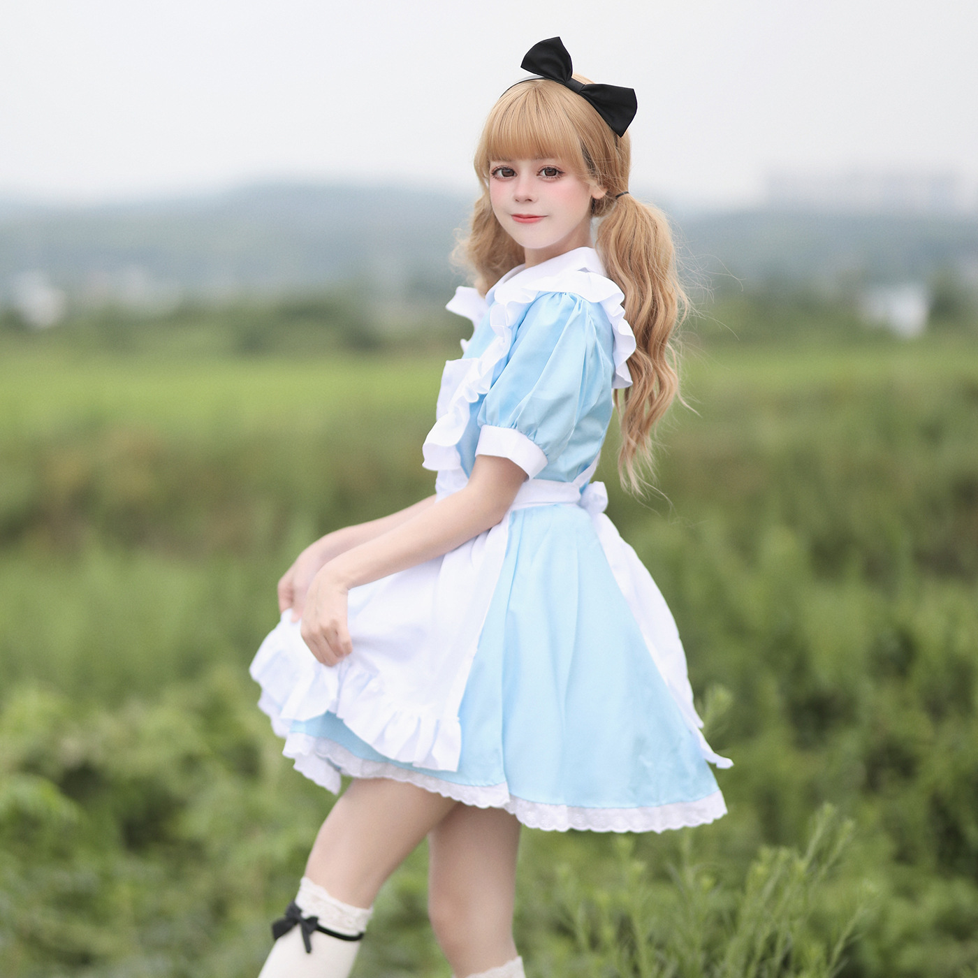 blue french maid dress Mina High Low Dress – Retrofete main image 1