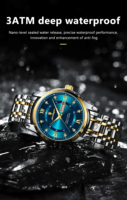 POEDAGAR 936 Montre-bracelet de luxe haut de gamme en acier inoxydable à quartz pour homme, étanche, lumineuse, date, semaine, sport, mode, alliage