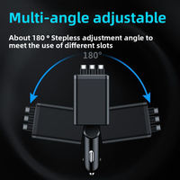Chargeur de voiture USB rétractable 7-en-1 PD 180W QC3.0 à charge rapide pour téléphones portables, montres connectées et appareils photo (vente en gros)