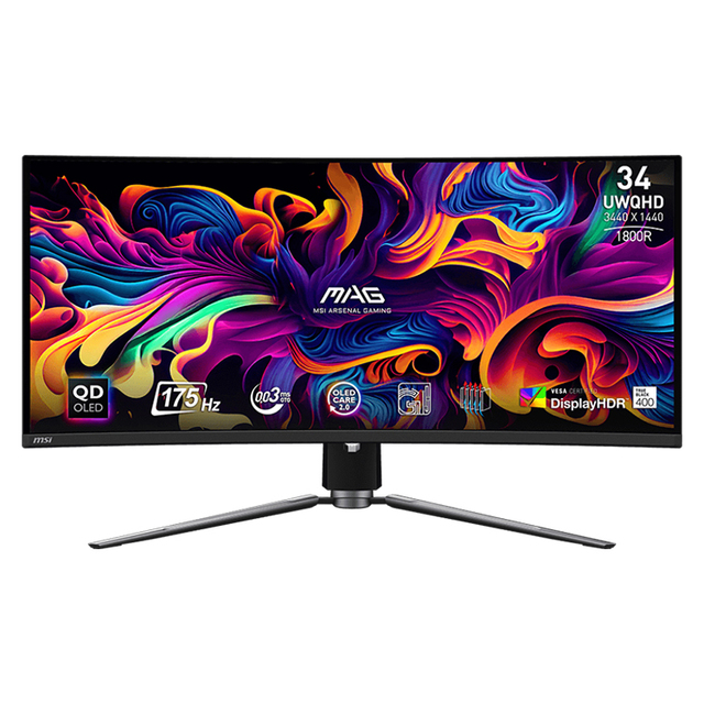 MSI MAG 341CQP QD-OLED 34 Inch 4K Curved Monitor with 3440x1440 (UWQHD) Panel Resolution 0.03ms 175Hz Desktop Monitor