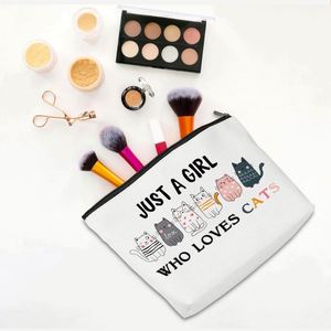 Divertida Bolsa de Maquillaje con Diseño de Gato, Regalos para Amantes de los Gatos, Bolsa de Cosméticos de Lona con Logotipo Personalizado, Bolsa de Aseo con Cierre para Niñas - Product Image 3