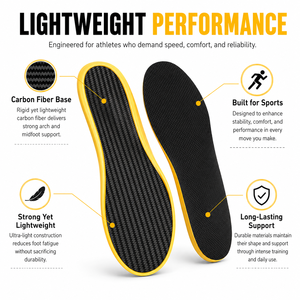 Semelles intérieures de performance confortables en fibre de carbone dorée 171-220lbs, inserts athlétiques personnalisés pour le sport, le basketball, la course à pied, absorption des chocs - Product Image 4