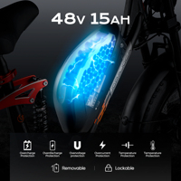 Bicicleta Eléctrica Eahora Luna OEM 25oW 48V 15AH de Litio con Marco de Acero de 20x4.0'', 7 Velocidades, Frenos de Disco Hidráulicos, Pantalla LCD y Gran Autonomía