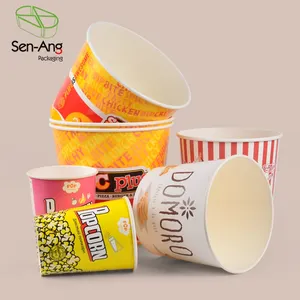 SenAng-cubo de papel personalizado de gran capacidad, cubo desechable para embalaje de palomitas de maíz, pollo fritado, venta al por mayor