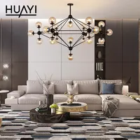 HUAYI Modern stil lüks kapalı otel Modern E27 dekoratif asılı endüstriyel kristal avizeler