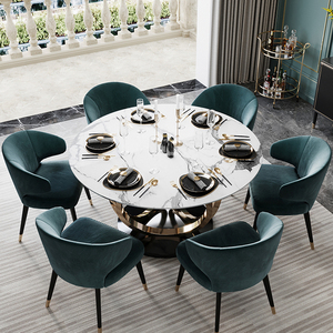 Mesa y <span class=keywords><strong>sillas</strong></span> de <span class=keywords><strong>comedor</strong></span> de mármol, pierna dorada, para cocina, hotel, económica, victoria, 2020 - Product Image 3