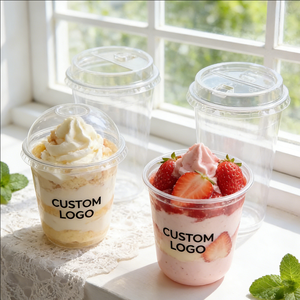 Vasos de Plástico de Pared Simple para Postres, 125 ml, 90 mm de Diámetro, Diseño Moderno con Logotipo y Fresas para Servir Postres - Product Image 2