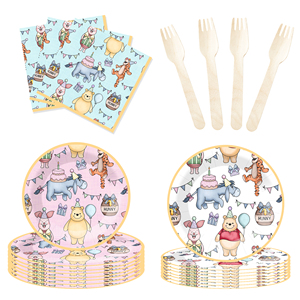 DAMAI - Platos de Papel Redondos Desechables con Diseño de Osos, Vasos de Papel y Servilletas para Fiestas de Cumpleaños - Product Image 5