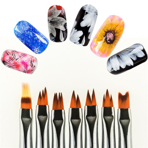 Pinceau à double usage en nylon avec manche acrylique pour nail art, stylo à points, brosse à fleurs dentelées pour le design de gel français - Product Image 3