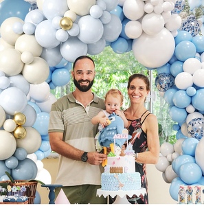 Kit d'<span class=keywords><strong>arche</strong></span> de ballons en latex <span class=keywords><strong>bleu</strong></span> clair et blanc, guirlande et <span class=keywords><strong>arche</strong></span> de ballons pour divers thèmes, décoration de fête - Product Image 3
