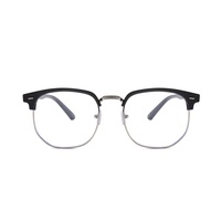 Lunettes Tendance Semi-Cerclées Photochromiques Homme, Monture Ronde Anti-Lumière Bleue Transparente