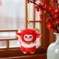 Peluche de mouton porte-bonheur rouge pour le Nouvel An, avec rembourrage en coton PP, broderie super douce pour la décoration du Nouvel An