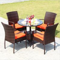 Offre Spéciale poly rotin chaise jardin salle à manger chaise ensembles Table ronde/moderne canne meubles salle à manger chaise ensemble meubles en osier extérieur