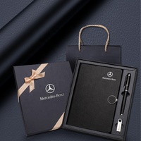 Articles cadeaux promotionnels de luxe en gros, ensemble cadeau de carnet, ensemble cadeau de bureau, agenda en simili cuir noir magnétique A5 avec boîte