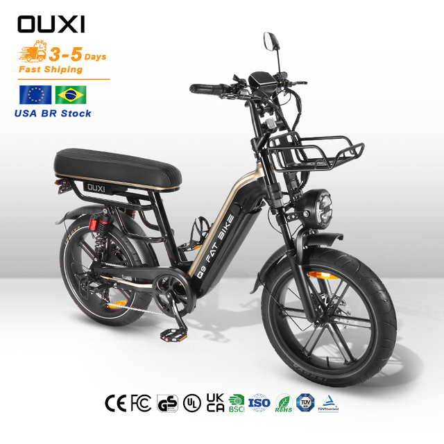OUXI Q9 Electric Road Bike Bicycle 15Ah Lithium Battery Fat Tire Ebike Fatbike 7 Speed Aluminum Alloy Frame Disc Brake E Bike