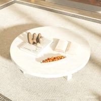 Table basse moderne ronde en marbre vert, socle en T bas, pour salon, luxe, personnalisable, en marbre Calacatta naturel