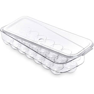 Stackable Clear/White Refrigerator 21 BPA-Free Plastic Egg Holder with Lid for Kitchen