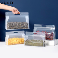 Sac alimentaire personnalisé JIJID, pochette à fond plat avec fermeture éclair, poignée, sac en plastique pour aliments, noix, stockage, sac transparent avec fermeture éclair, auto-scellant, givré