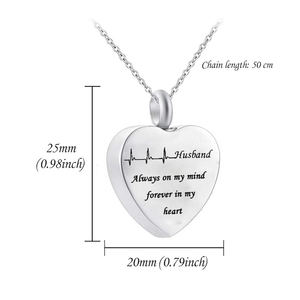 Collana con Ciondolo a Forma di Ali, Souvenir in Acciaio Inossidabile Placcato Argento, Pendente a Cuore Commemorativo: Il <span class=keywords><strong>Mio</strong></span> <span class=keywords><strong>Marito</strong></span> Sarà Sempre nel <span class=keywords><strong>Mio</strong></span> Cuore per Sempre - Product Image 2