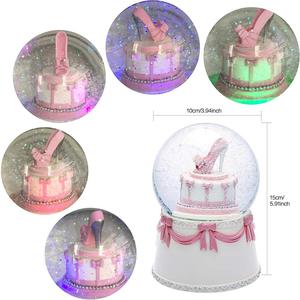 Globo de nieve de poliresina/resina <span class=keywords><strong>Feliz</strong></span> cumpleaños globo de nieve diseño de pastel de cumpleaños, tacón alto giratorio como reproduce música, cumpleaños perfecto - Product Image 3
