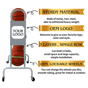 Organisateur de basket-ball pratique avec support de rangement à roulettes pour une gestion efficace des balles - Product Image 2