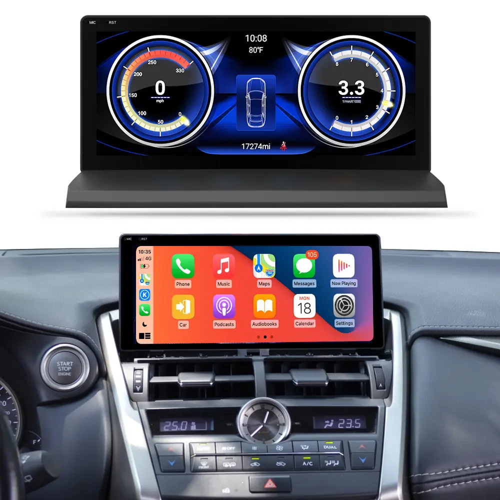 Radio Mobil 10.25 Inci, Radio Multimedia Video Radio Pemutar Video GPS Navigasi Otomatis untuk Lexus NX AZ10 NX200t NX300 NX300h 2015 - 2018