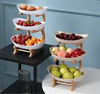 Plateau pliable artisanal en bambou et rotin pour la maison, support de comptoir, conteneurs alimentaires, assiette en céramique, salade, légumes, fruits
