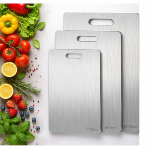 เขียงสแตนเลส ขนาด 15x24 ซม. 20x30 ซม. 28x39 ซม. ชุดสำหรับเตรียมอาหารในครัว - Product Image 3