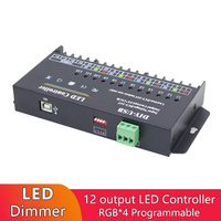 Controlador LED RGB RGBW para tira de luces LED, controlador programable de 12 canales con USB, 5A 12CH X, para 3528 y 5050