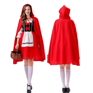 Costume d'Halloween pour enfant et adulte, Le Petit <span class=keywords><strong>Chaperon</strong></span> <span class=keywords><strong>Rouge</strong></span> et le Grand Loup méchant, en polyester, pour spectacle familial - Product Image 4