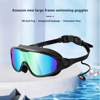 Gafas de natación antiniebla HD para adultos, gafas de protección UV de silicona con marco grande, gafas de natación galvanizadas