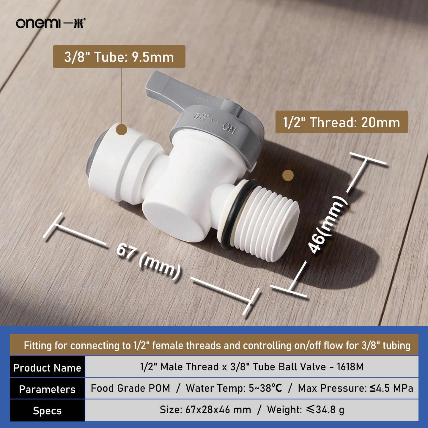 1/2" M - 3/8" OD (1618M)