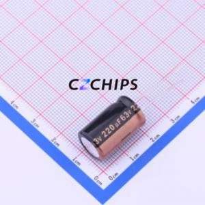 Condensateur électrolytique en aluminium à montage traversant RXK221M1JBK-1320, D12.5xL20mm 220uF 20% 63V 870mA-100kHz - Product Image 1