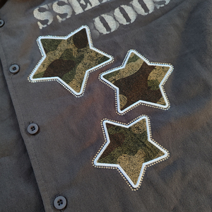 Thời trang đường phố tùy chỉnh mùa hè tương phản hai lớp tay áo của nam giới áo sơ mi ngụy trang thêu vá cổ điển t Áo Sơ Mi Nam - Product Image 3