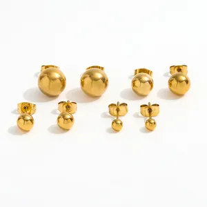 Fenny Fashion Earring 18K Gold-plated Wholesale Waterproof Mini Minimalist Ball Stainless Steel Stud Earring for Women