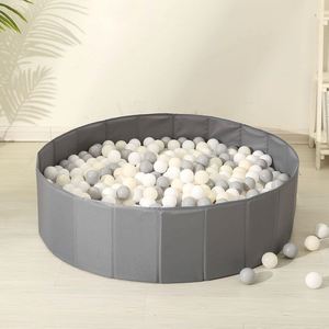 Tente de jeu pliable de couleur neutre et de qualité supérieure, parc de jeu pour bébé avec piscine à balles et sac de rangement - Product Image 4