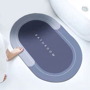 Ensemble de tapis antidérapants en velours cristal, tapis de porte en caoutchouc absorbant l'eau, tapis de sol de salle de bain ovales et carrés, motif uni - Product Image 1
