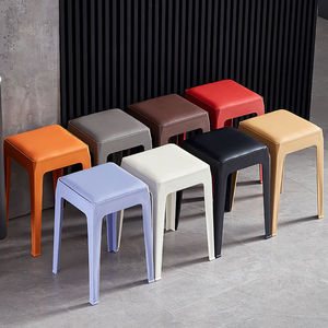 Plastic chairs and <b>stools</b>, stackable, extra thick, suitable for living room, dining room, dining <b>table</b>, soft-top square <b>stools</b>, - Product Image 3