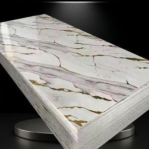 Panneau mural en PVC imperméable à texture de pierre technique moderne, installation rapide sans peinture, motif doré, pour décoration d'intérieur - Product Image 1