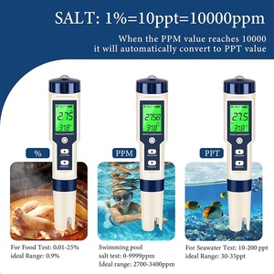 Testeur d'eau portable, testeur de pH/<span class=keywords><strong>TDS</strong></span>/salinité/température et EC 5 en 1, <span class=keywords><strong>TDS</strong></span>, kit de test d'aquarium et de <span class=keywords><strong>piscine</strong></span> d'eau salée - Product Image 2