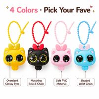 Porte-clés chat aux grandes oreilles Kawaii en métal et PVC, jouet anti-stress mignon de dessin animé, breloque de sac, cadeau, vente en gros