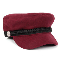 Gorra de pintor ajustable de algodón 100% para invierno, estilo japonés/coreano, boina octogonal, sombrero de ala ancha estilo marinero de copa plana