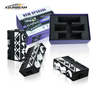 100W 3-lens Bi-LED grillelamp solenoïde dubbele bundel driekleurig CNC 6500K IP67 waterdicht glazen lens externe rijverlichting - Product Image 1