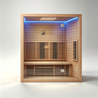 Cabine de sauna intérieure moderne en cèdre, verre 8 mm, infrarouge lointain avec éclairage d'ambiance LED