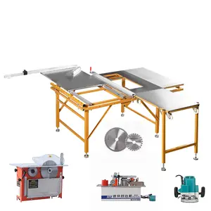 Mesa de precisión de corte para carpintería, máquina de sierra de Panel portátil, sierra de mesa deslizante plegable a la venta