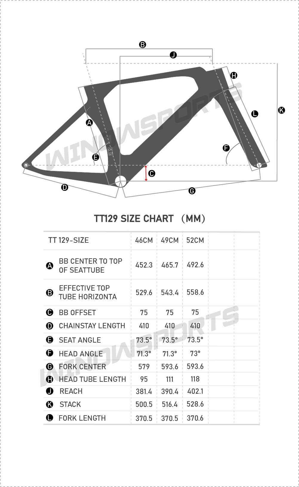 Winowsports 2025 Carbon TT Frameset TT129 - 700x28C Disc Brake