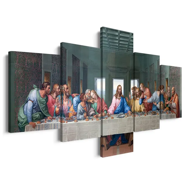 5PC 벽 예술 현대 가정 장식 추상 예수 모듈 식 방 장식 포스터 마지막 저녁 사진 인쇄 캔버스 아트 그림